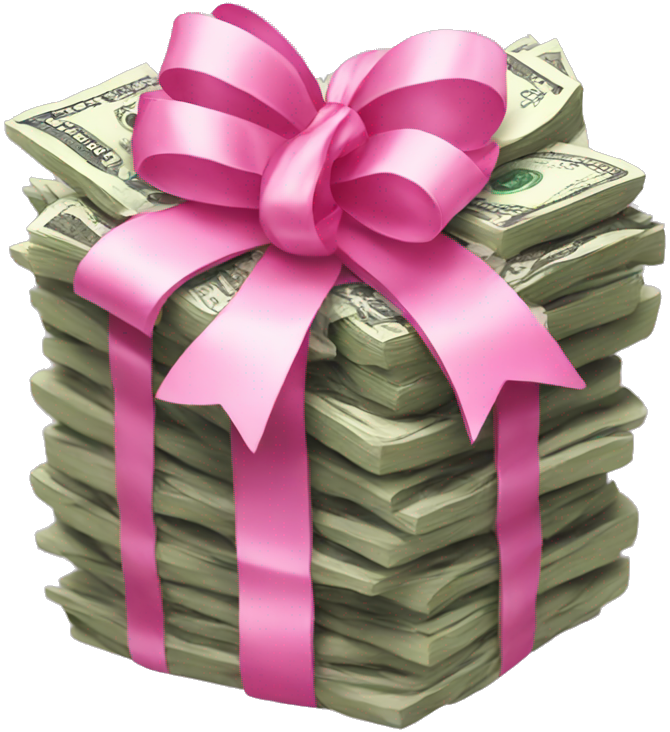 Stack of Money with Pink Bow